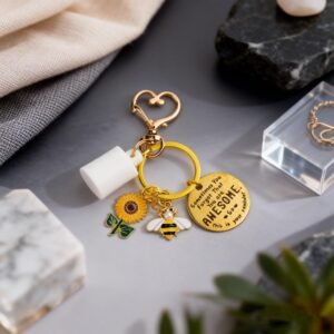 Lip Balm Keychain Holder for Summer Fridays 0.5oz – Cute Bee Charm Leak-Proof Cap