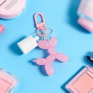 PinkDog Lip Gloss Holder Keychain for Summer Fridays 0.5oz  Leak-Proof Protective Cap Bag Charm with Heart Hook