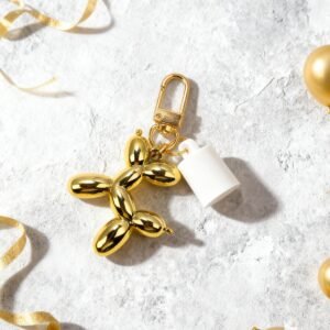 Golden Balloon Dog Lip Balm Keychain, Chic & Summer Fridays Compatible
