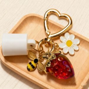 Summer Fridays 0.5oz Strawberry Bee & Daisy Lip Gloss Keychain